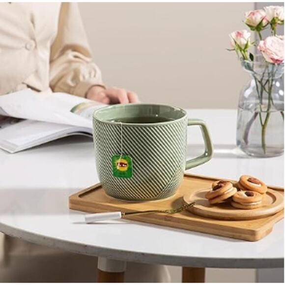 Extra Large 32oz Ceramic Coffee Mug, Soup Bowl with Handle- Green - Picture 3 of 6